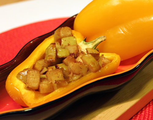 Apple Glazed Stuffed Peppers with Caramel Sauce